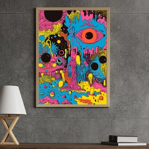 Psychedelic Eye: Giclee Print on Archival Matte Paper, Psychedelic Printings, Colorful prints, psychedelic eye  prints