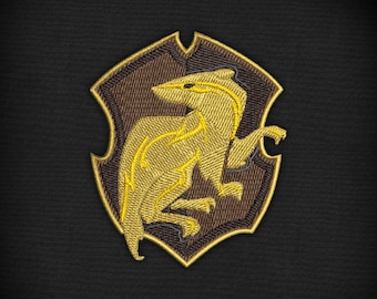 Parche de la casa del tejón hinchable de la escuela de magos: archivo de bordado a máquina