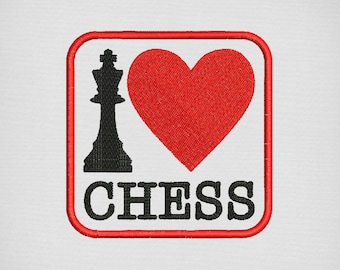 Me encanta el ajedrez: archivos de bordado a máquina (55 mm, 70 mm y 100 mm)