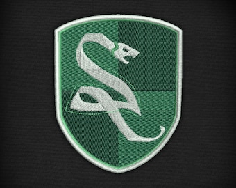 Parche para túnica de la casa de la serpiente de Slythering (para cosplay) de la Escuela de magos: archivo de bordado a máquina