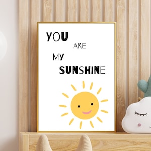 Sun poster, you are my sunshine, you are my sunshine poster, children&#39;s room poster, sun, A4, poster, playroom decoration, picture with sun
