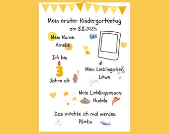 Kindergarten poster to fill out – My first day of kindergarten – Reminder signs – Daycare enrollment PDF – Instant download pink
