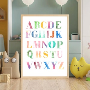 Affiche ABC, apprendre l&#39;ABC, affiche chambre enfant ABC, affiche ABC simple, cadeau d&#39;inscription scolaire, décoration chambre enfant, alphabet, l&#39;alphabet, A4