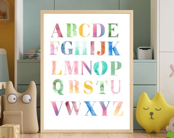 Affiche ABC, apprendre l'ABC, affiche chambre enfant ABC, affiche ABC simple, cadeau d'inscription scolaire, décoration chambre enfant, alphabet, l'alphabet, A4