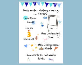 Kindergarten poster to fill out – My first day of kindergarten – Reminder signs – Kindergarten enrollment PDF – Instant download