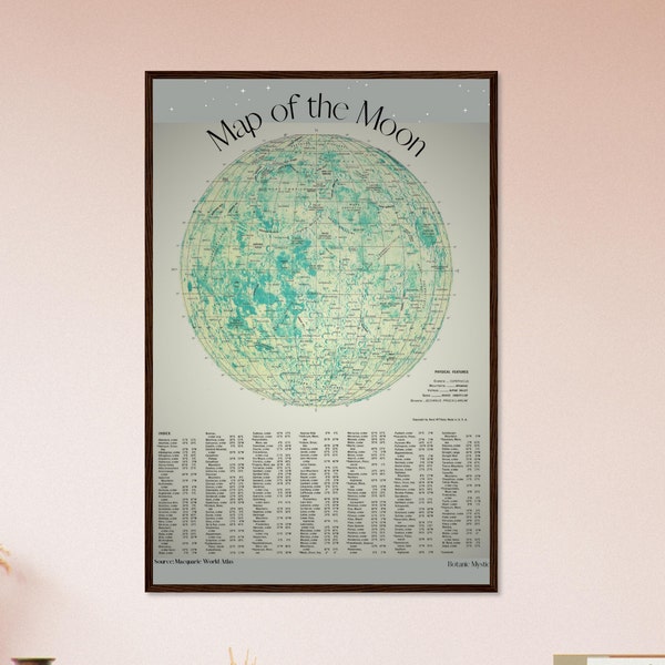 Printable Moon Map Poster vintage digital download wall art kids bedroom decor science wall poster astronomy lovers school wall moon print