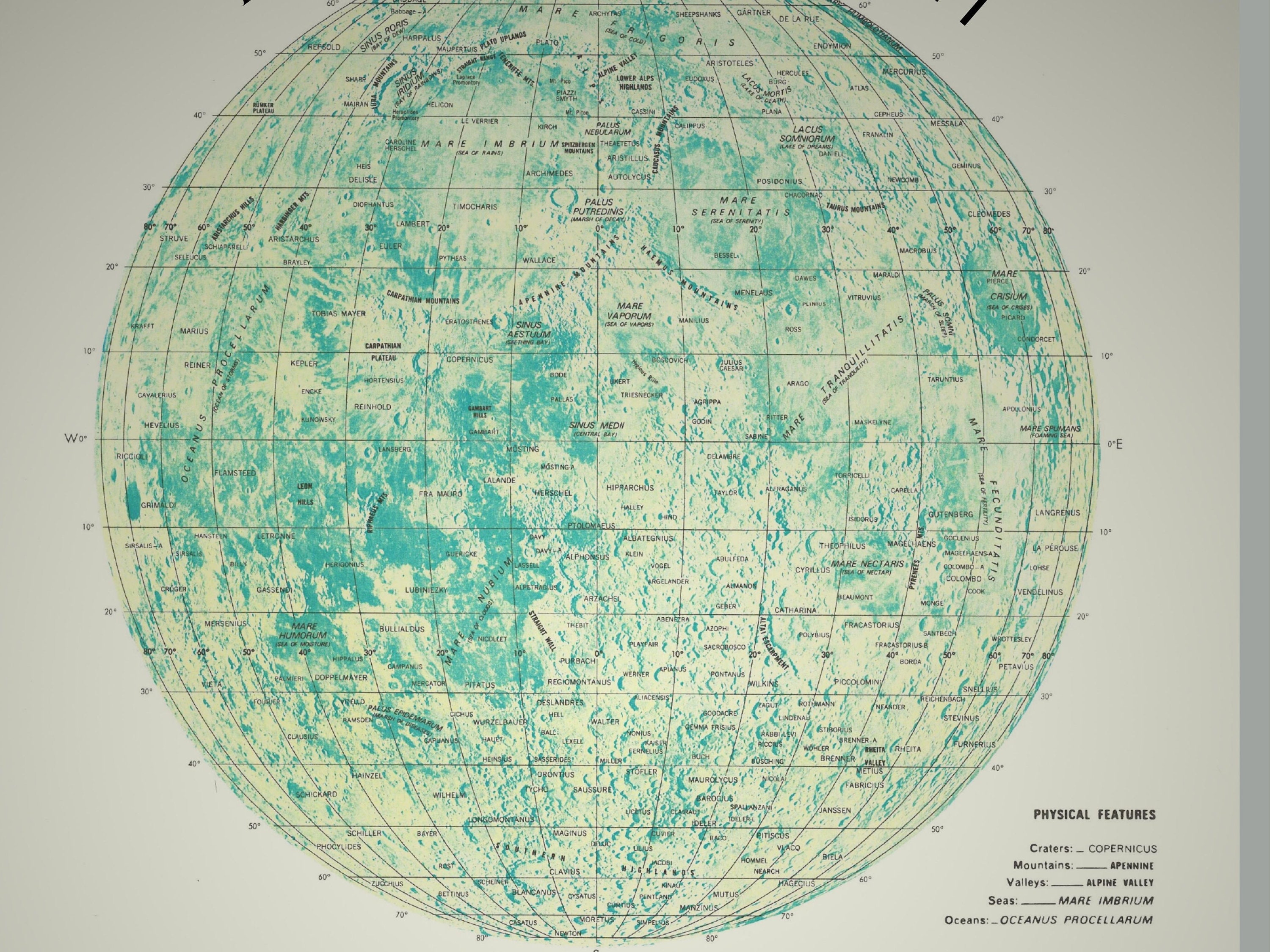 Printable Moon Map Poster Vintage Digital Download Wall Art - Etsy
