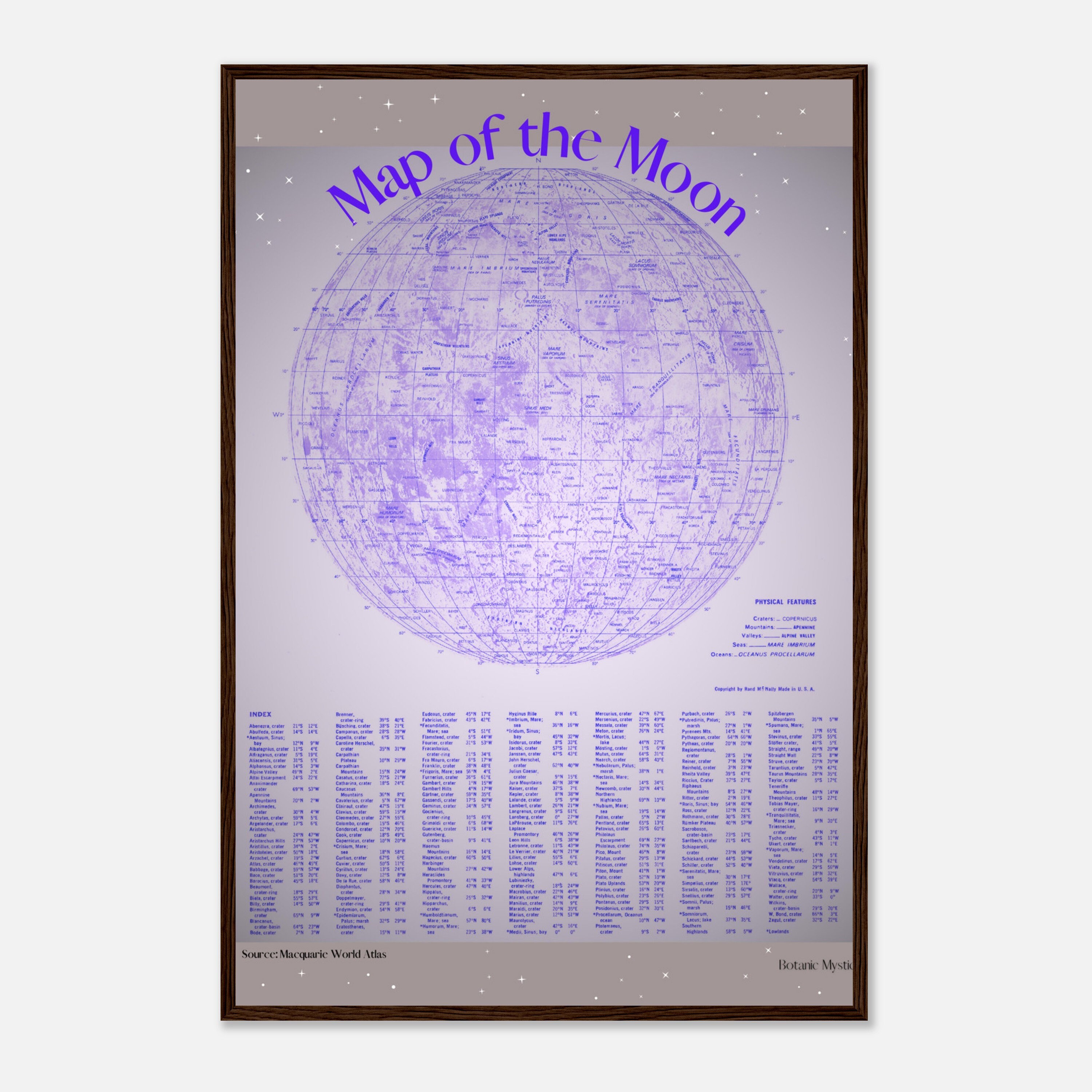 Printable Purple Moon Map Poster Vintage Digital Wall Art Kids - Etsy