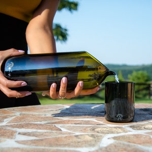 Black Recycled Wine Tumbler Set of 6, Sustainable Elegant Wine Tasting Glassware Set, Practical Glassware Set for Patio Dining image 9