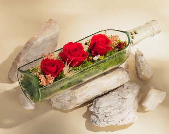 Plateau en verre réutilisé fabriqué à la main avec arrangement floral, décoration intérieure durable fabriquée en Italie, cadeau de maison neuve zéro déchet, La Dolce Vita