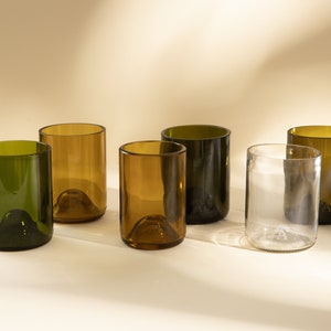 Sustainable Handmade Stemless Wine Glass Set, Custom Recycled Wine Tumblers, Practical Housewarming Glassware Gift, la Dolce Vita