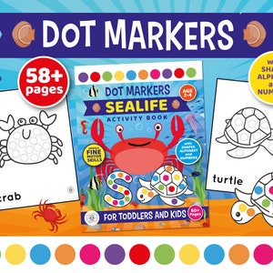 Dot Markers Coloring Pages, Sealife Dot Markers Activity Book, Digital Download, For Kids & Toddlers, Preschool, Kindergarten
