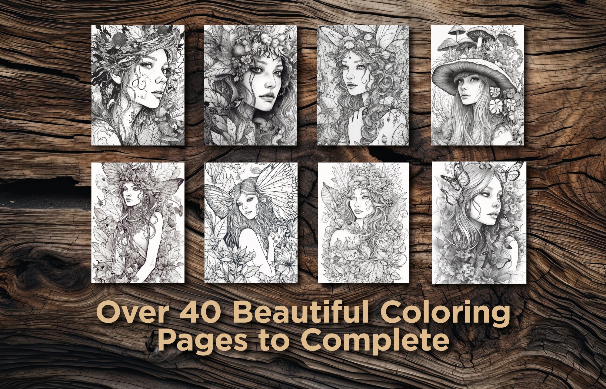 Beautiful Forest Fairy Girls Fantasy Coloring Sheets, Instant Download ...