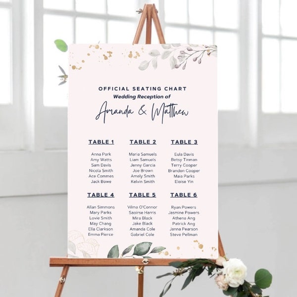 BRUCE editable seating chart, tableau mariage, digital template, download to order