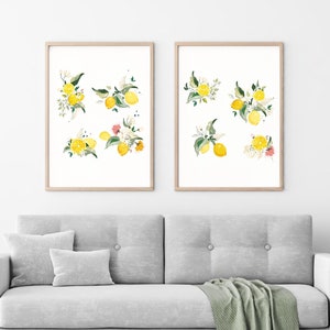 Set di acquerelli  artistici floreali raffiguranti limoni gialli . Set di 2 acquerelli.Fatti a mano.Carta italiana fatta a mano.