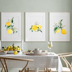 Set di acquerelli  artistici floreali raffiguranti limoni gialli. Set di 3 acquerelli.Fatti a mano.Carta italiana fatta a mano.