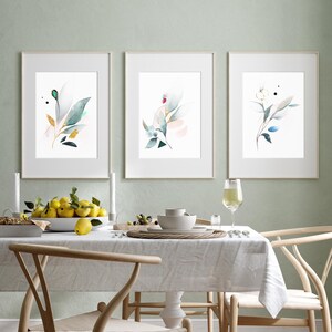 Set di acquerelli  artistici floreali raffiguranti piante verdi e colorate. Set di 3 acquerelli.Fatti a mano.Carta italiana fatta a mano.