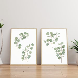 Set di acquerelli  artistici floreali raffiguranti piante verdi . Set di 2 acquerelli.Fatti a mano.Carta italiana fatta a mano.