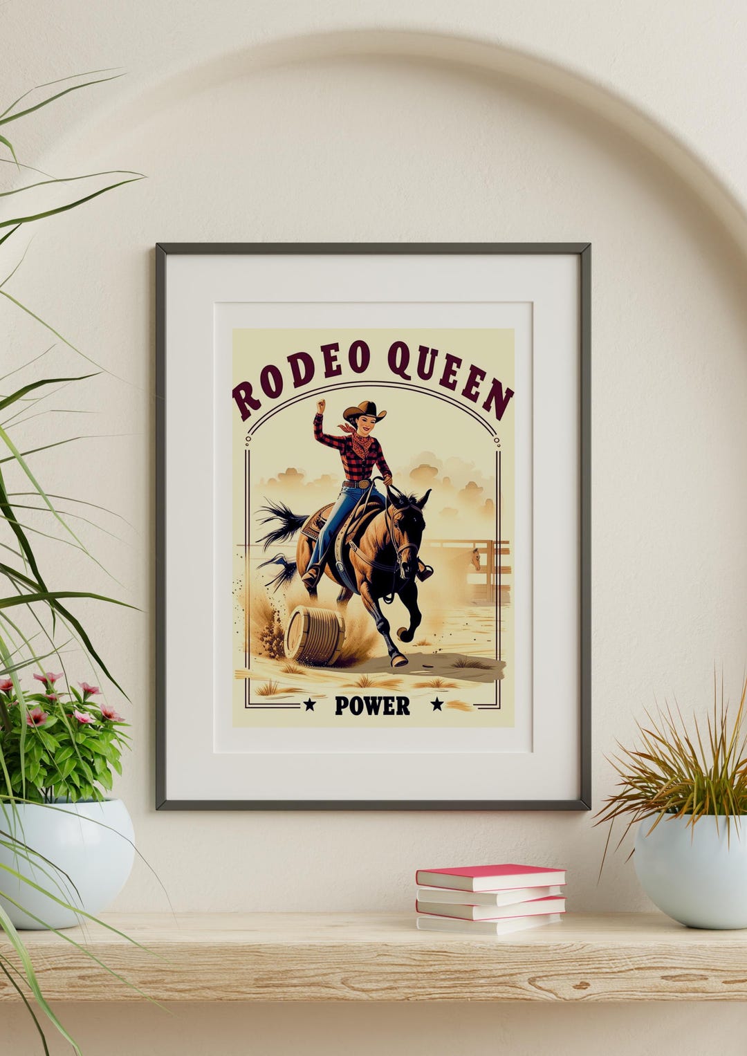 Quadro Western Cowgirl Per Camera Da Letto Ragazze | Tela Vintage Con Frasi Motivazionali | Decorazione Parete Per Soggiorno, Cucina | 40x30 Cm - Regalo Perfetto - 2