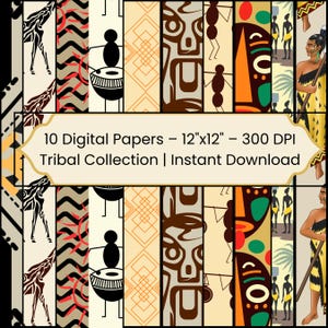 Printable Paper Seamless JPEG Tribal Collection Digital Vintage Scrapbook Tribal Spring Summer Journal Color Paper