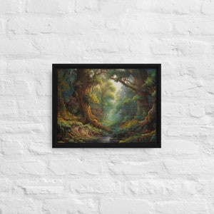 Enchanting Whimsical Forest Scene - Magical Woodland Wall Art - High-Quality Canvas Print - Fantasy Nature Art - Dreamy Forest Illustration