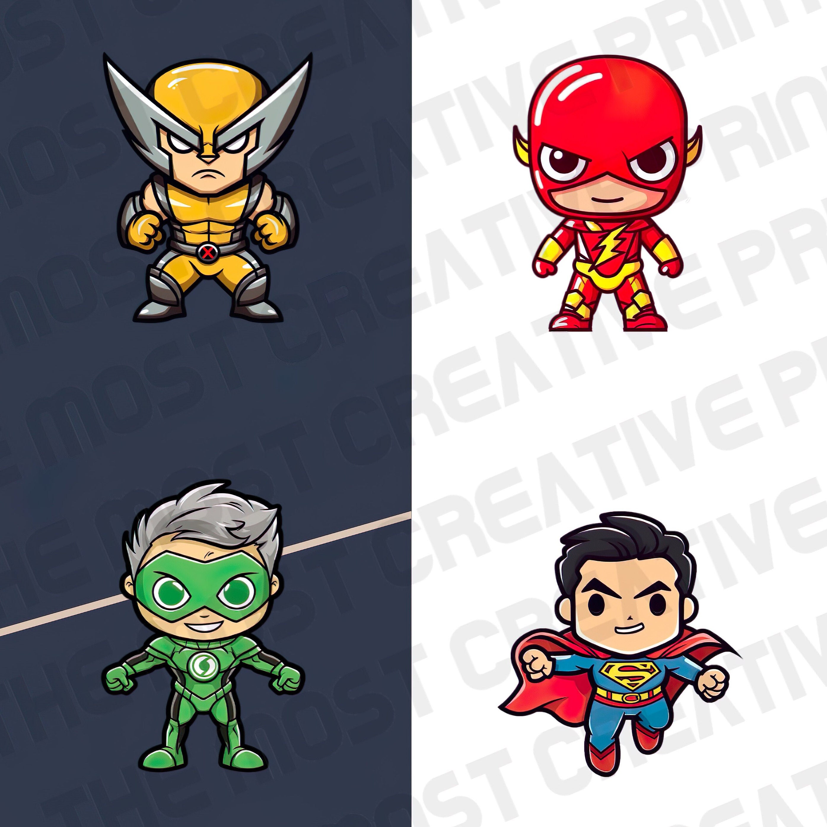 Superheroes Sticker PNG Pack Clipart Vector Style Bundle Etsy