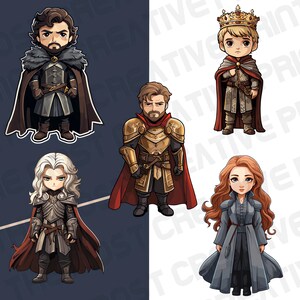 GOT Sticker PNG Pack Chibi Vector Style Clipart Bundle of 19 Game of ...