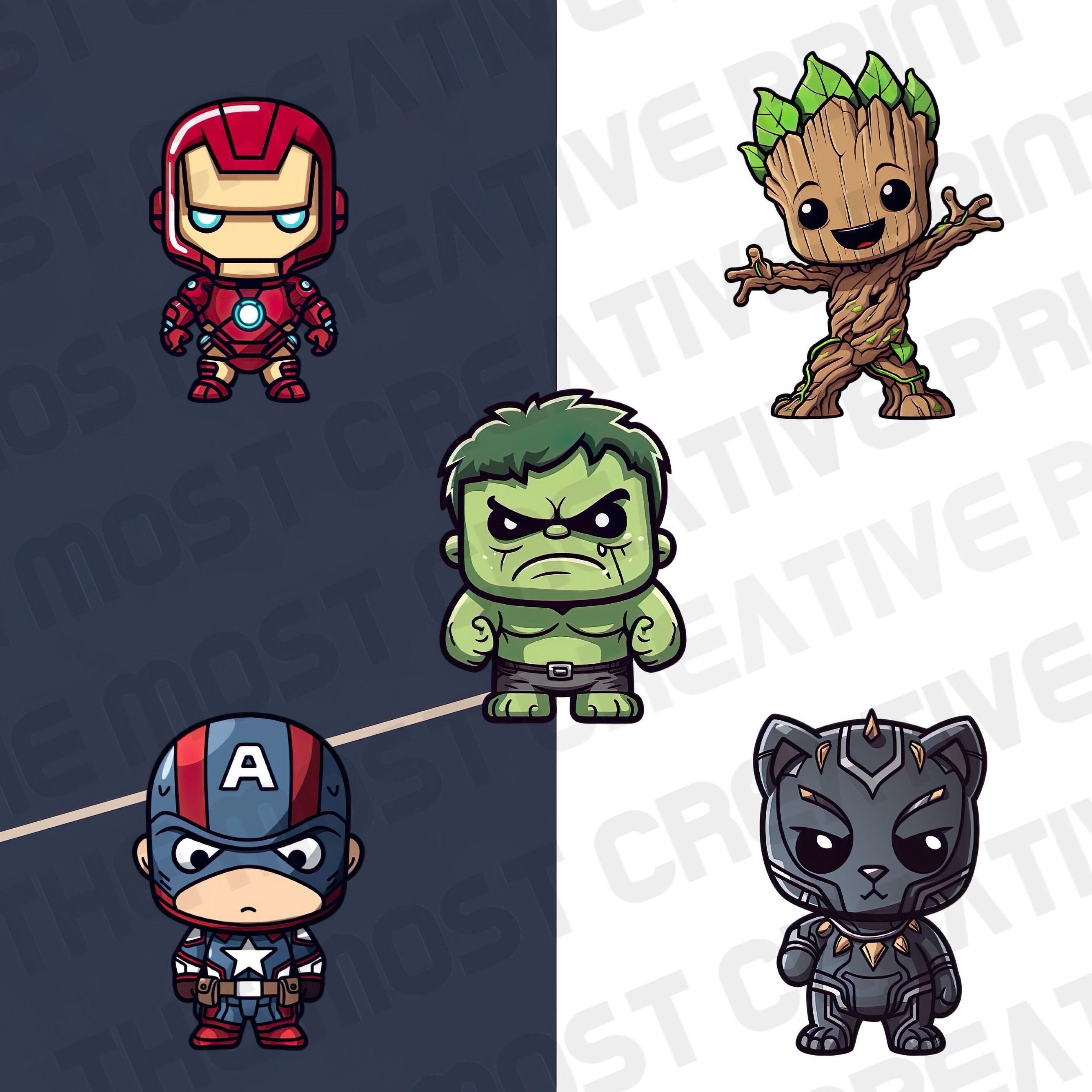Superheroes Sticker PNG Pack Clipart Vector Style Bundle Etsy