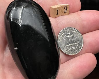 AAA+ Jumbo Black Obsidian Worry Stone Hand-Polished Stress Relief Crystal Flashing Energy Clearing Spiritual Grounding Selections 19-27