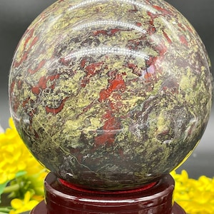 Dragon&#39;s Blood Stone Polished Sphere 4.415KG or 9.73lbs. | Healing Crystal Ball Grounding Protection Courage Large Jasper Orb Stress Relief