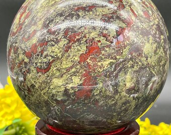 Dragon's Blood Stone Polished Sphere 4.415KG or 9.73lbs. | Healing Crystal Ball Grounding Protection Courage Large Jasper Orb Stress Relief