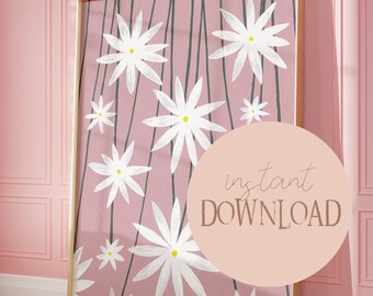 Flower Market Poster Amsterdam Old Pink I Decoration, Flower Print, Printable Download, Painting, Artwork, Modern Art, Flower Poster