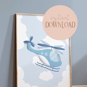 Hubschrauber Poster I Kinderzimmer Poster Hubschrauber, Kinderposter Helikopter, Pilot Poster, Pilotenposter, Hubschrauber Deko