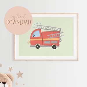 Fire Department Poster I Fire Engine Poster, Baby Room Fire Engine, Children&#39;s Room Fire Department, Fireman Poster, Fire Department Poster Decoration