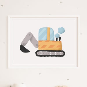 Excavator Poster I Construction Site Poster, Vehicle Poster, Construction Worker Poster, Excavator Poster, Excavator Decoration, Children&#39;s Room, Baby Room with Excavator