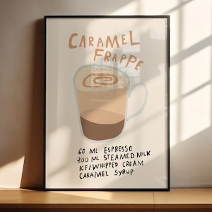 Caramel Frappe Coffee Poster I Coffee poster, dining room poster, kitchen poster, coffee poster, café decoration, kitchen poster, coffee decoration