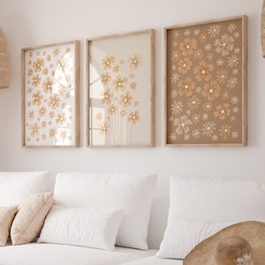 Country House Style Flower Art Set Laura Beige I Botanical Decoration, Country House Style Decoration, Flower Market Set, French Country House Style
