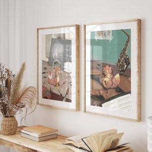 Conjunto de carteles de arte musical Little Fox I Filarmónica, habitación infantil, decoración de salón, arte del cartel infantil, cartel musical, cartel de arte