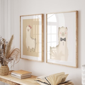 Cartel llama alpaca set niño blanco niña beige I cartel llama, cartel alpaca, decoración llama, decoración llama, llama salón, cartel llama, decoración alpaca
