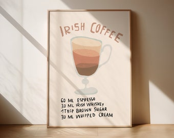 Irish Coffee Coffee Poster I Coffee Poster, Dining Room Poster, Kitchen Poster, Coffee Poster, Café Decoration, Kitchen Poster, Enjoyment Poster, Coffee Decoration