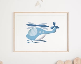 Helicopter poster I children's room poster helicopter, children's poster helicopter, pilot poster, pilot poster, helicopter decoration