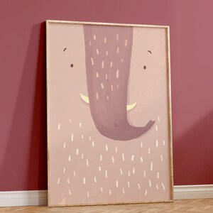 Póster Enno Elefante Rosa Viejo I Safari, Selva, Habitación Infantil, Decoración Salón, Póster Infantil, Descargar, Mural, Cuadro Imprimible