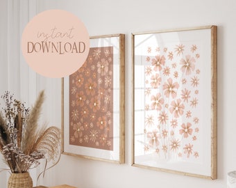 Country House Style Flower Art Set Emma Old Pink I Botanical Decoration, Country House Style Decoration, Flower Market Set, French Country House Style
