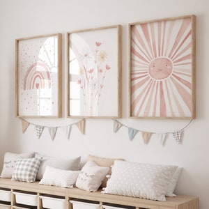Ruby Rainbow Aquarelle Poster Set Old Pink I Rainbow Poster, Sun Poster, Flower Poster, Children's Room Poster, Living Room Poster, Télécharger