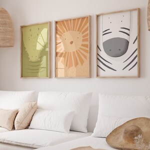 Cartel Safari Set Boho I Selva, Habitación Infantil, Decoración Montessori, Cartel Infantil, León, Cebra, Cocodrilo, Cartel Safari, Mural