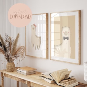Llama poster alpaca set boy beige girl white I llama poster, alpaca poster, llama decoration, llama decoration, living room llama, poster llama, alpaca decoration