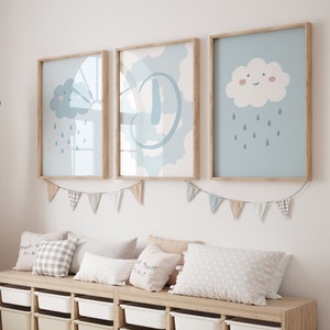Personalisiertes Wolkenposter Buchstaben Set Blau I Poster Geschenk, Babyzimmer, Kinderposter Wolkenposter, Kinderzimmer Deko, Wanddeko,