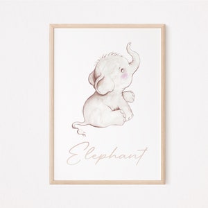 Eddie Elephant Poster I Elephant poster, elephant mural, elephant wall art, elephant decoration, baby room elephant, children&#39;s room elephant
