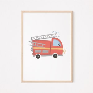 Fire Department Poster I Fire Truck Poster, Baby Room Fire Engine, Children&#39;s Room Fire Department, Fireman Poster, Fire Department Poster Decoration