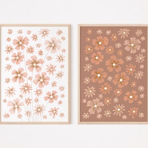 Country House Style Flower Art Set Emma Old Pink I Botanical Decoration, Country House Style Decoration, Flower Market Set, French Country House Style